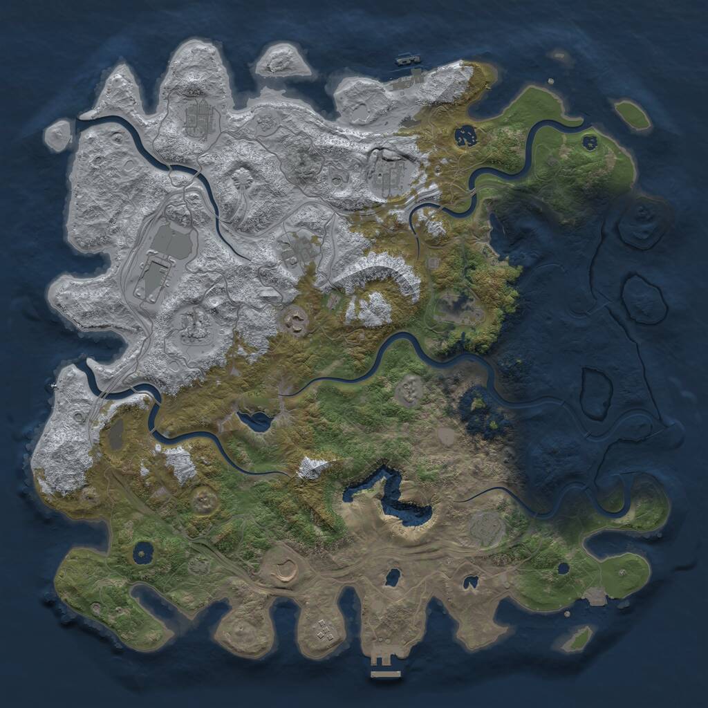 Rust Map: Procedural Map, Size: 4800, Seed: 622914947, 17 Monuments