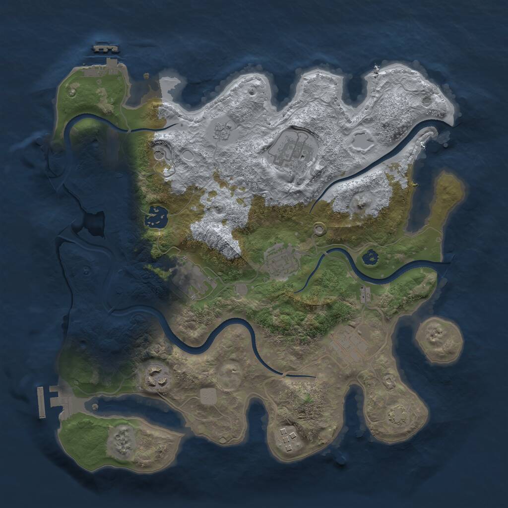 Rust Map: Procedural Map, Size: 3250, Seed: 340602160, 13 Monuments