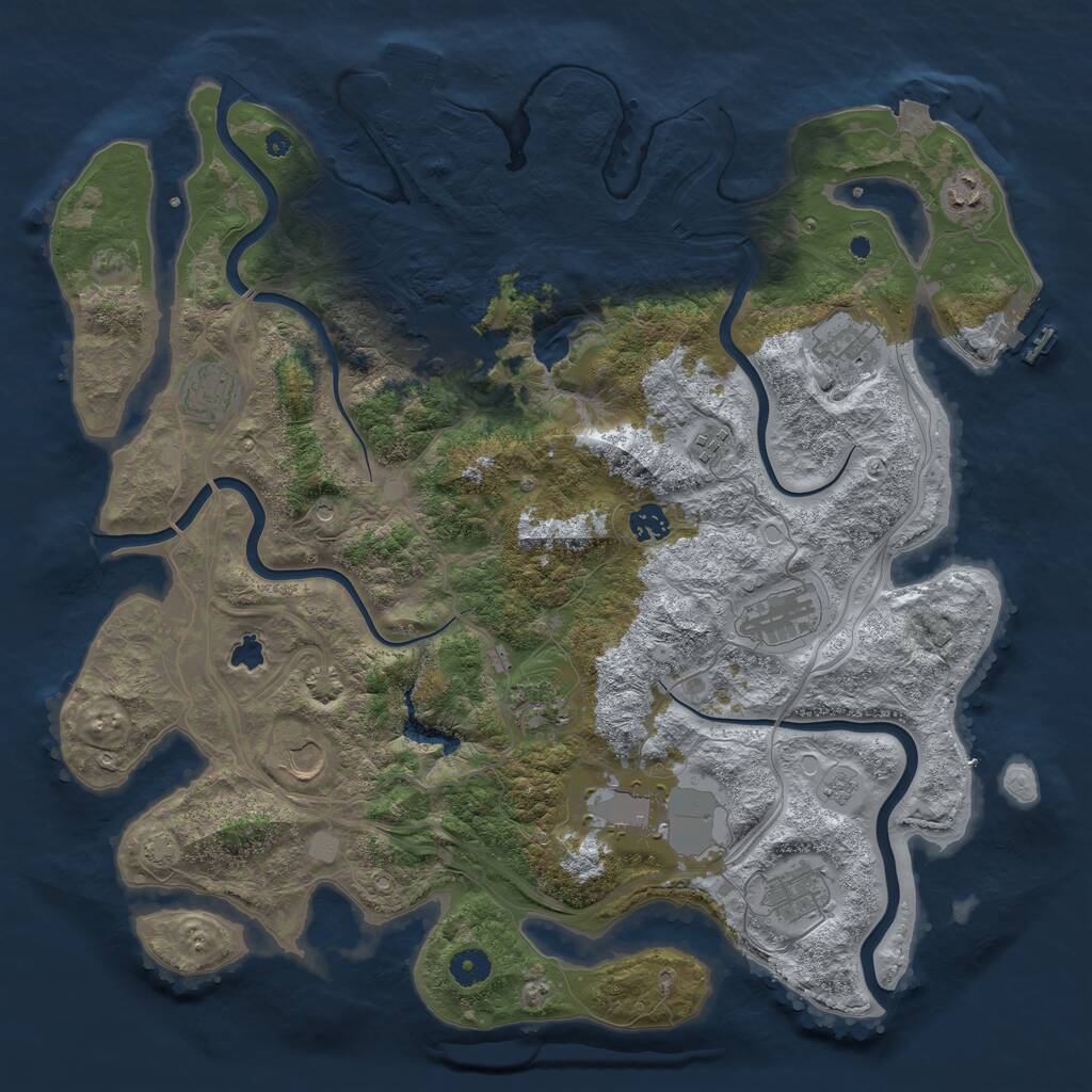Rust Map: Procedural Map, Size: 4250, Seed: 917698130, 17 Monuments