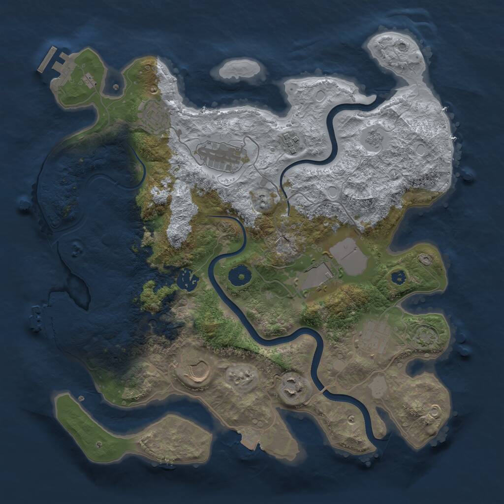 Rust Map: Procedural Map, Size: 3500, Seed: 1288510095, 14 Monuments