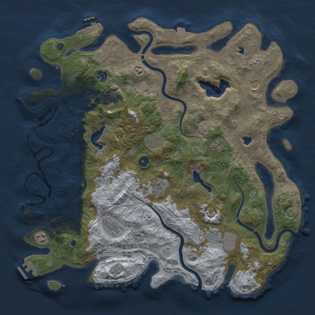 Rust Map: Procedural Map, Size: 4500, Seed: 86329283, 16 Monuments