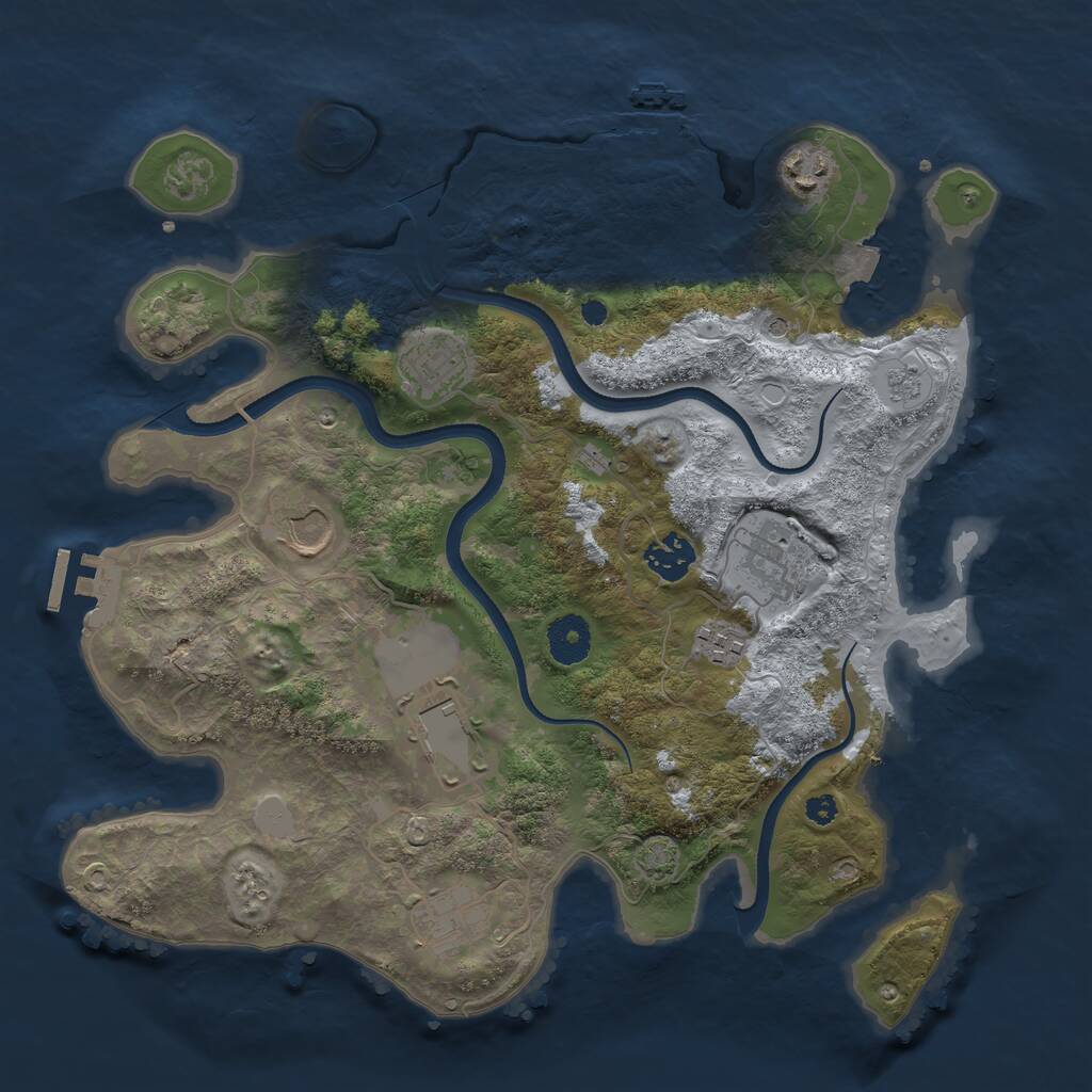 Rust Map: Procedural Map, Size: 3500, Seed: 2084509121, 14 Monuments