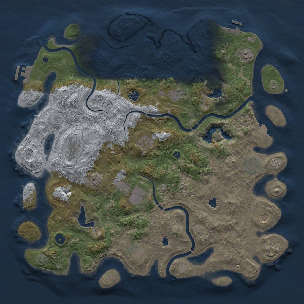 Rust Map: Procedural Map, Size: 4500, Seed: 1108546650, 17 Monuments