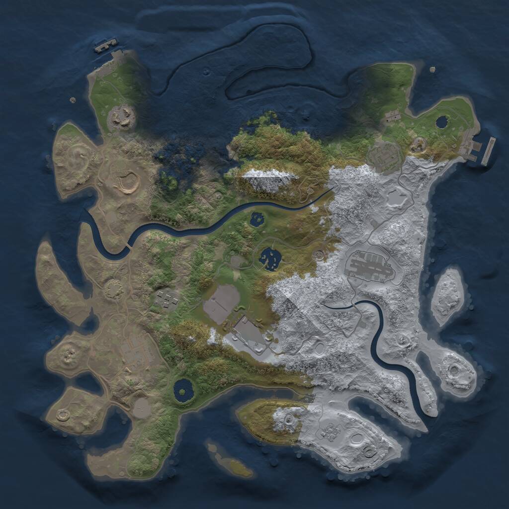 Rust Map: Procedural Map, Size: 3500, Seed: 24364, 14 Monuments