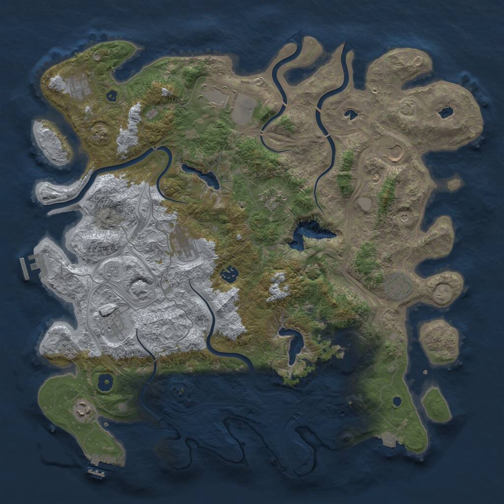 Rust Map: Procedural Map, Size: 4500, Seed: 1324420919, 17 Monuments