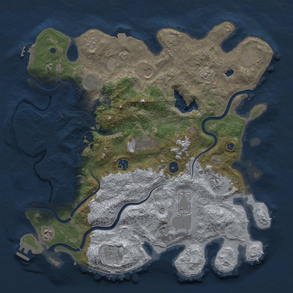Rust Map: Procedural Map, Size: 4200, Seed: 977099610, 16 Monuments