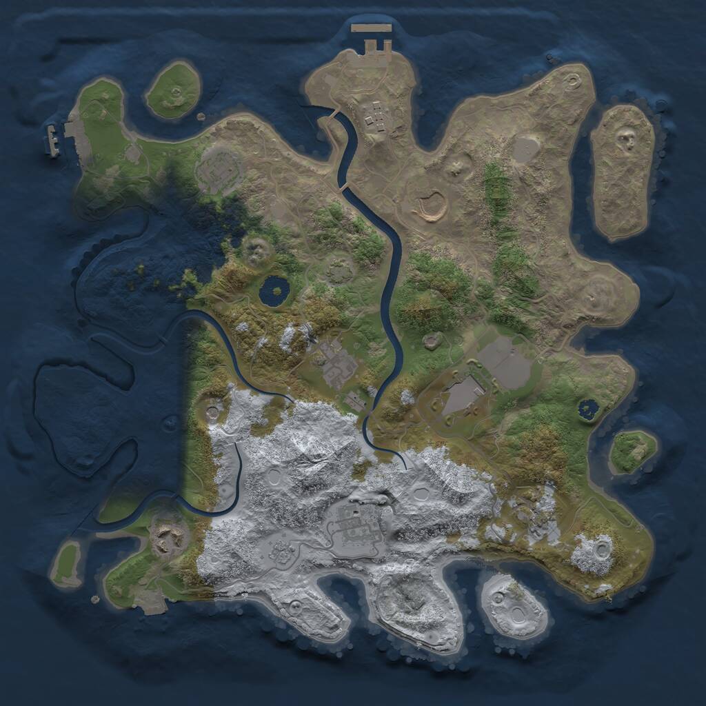 Rust Map: Procedural Map, Size: 3500, Seed: 1898625766, 14 Monuments