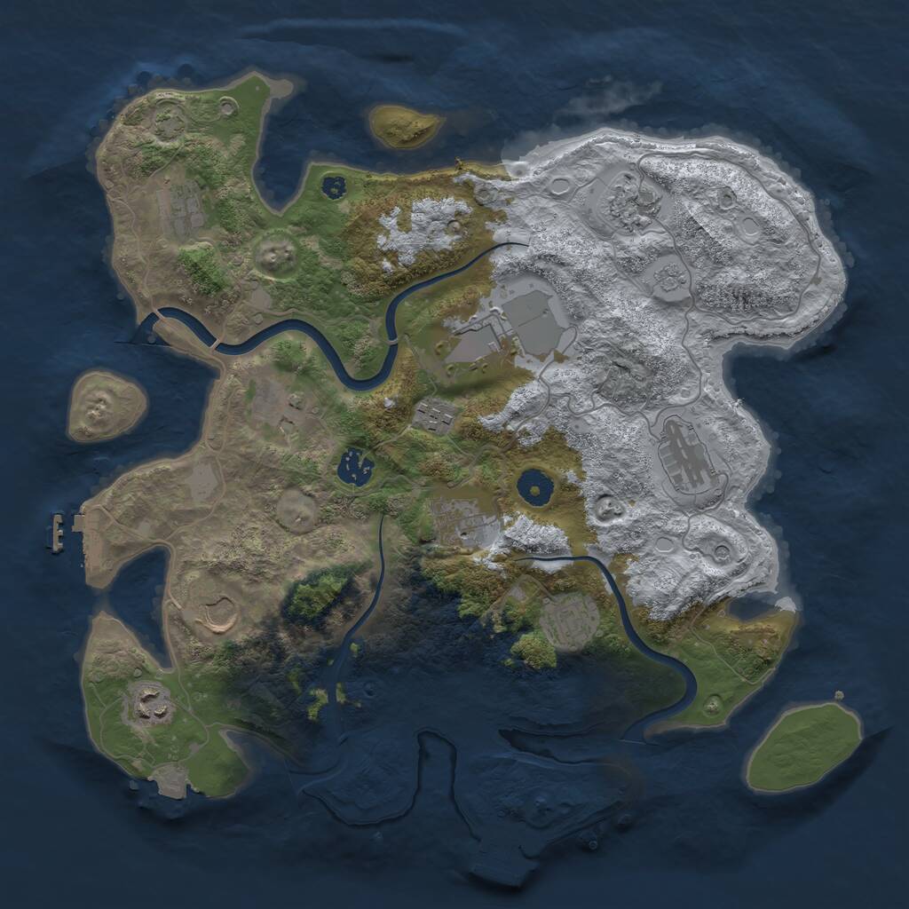 Rust Map: Procedural Map, Size: 3800, Seed: 1387740890, 17 Monuments