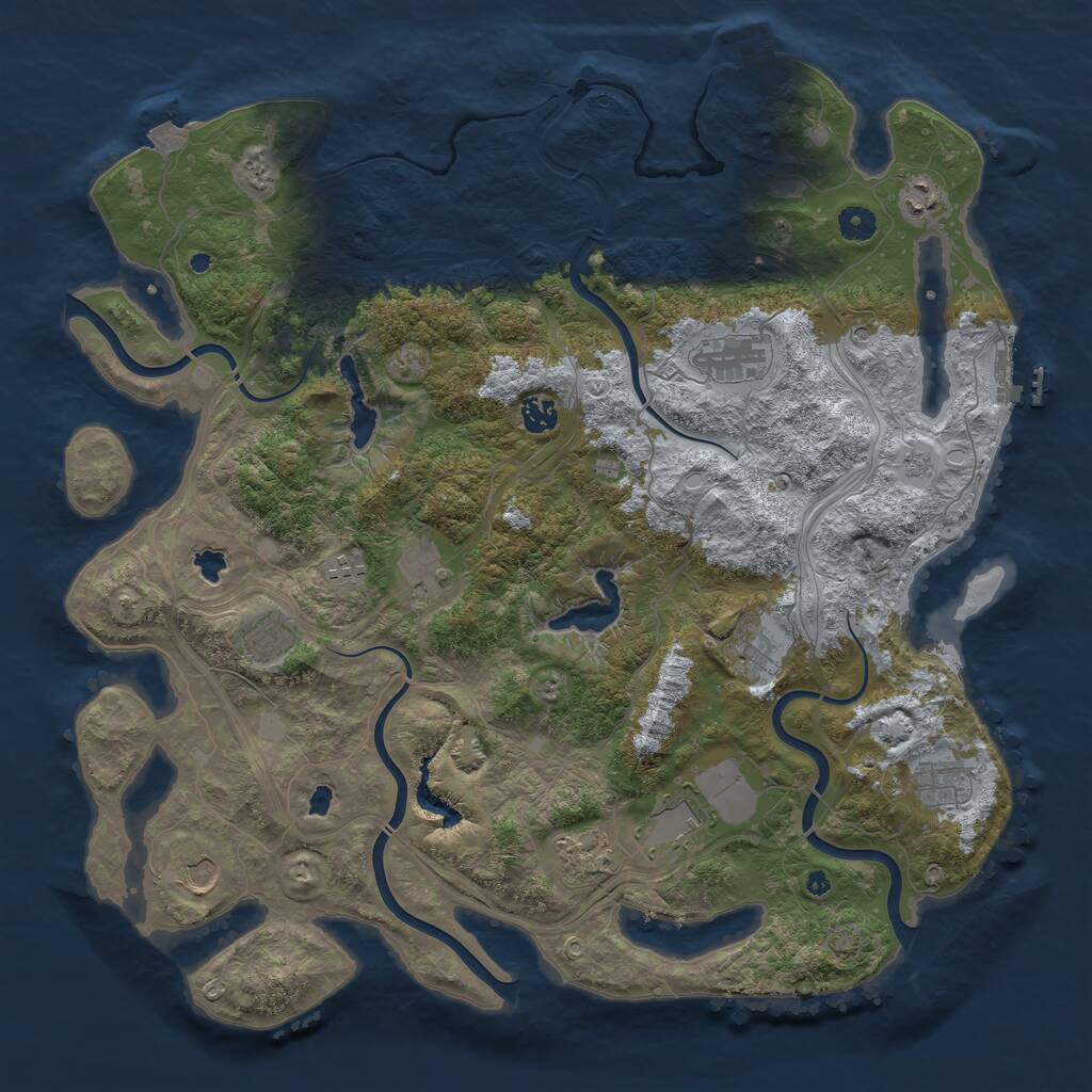 Rust Map: Procedural Map, Size: 4500, Seed: 84147557, 17 Monuments