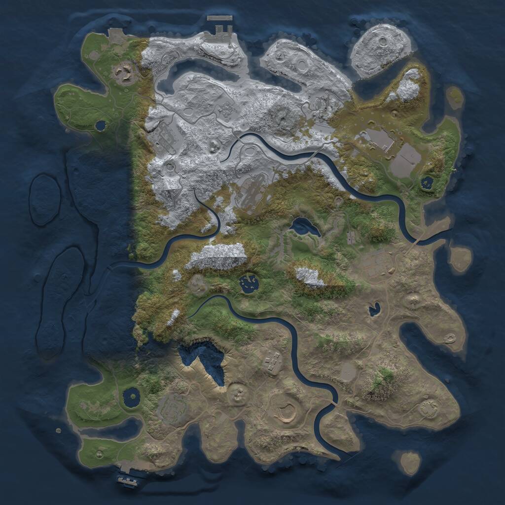 Rust Map: Procedural Map, Size: 4000, Seed: 998201, 16 Monuments