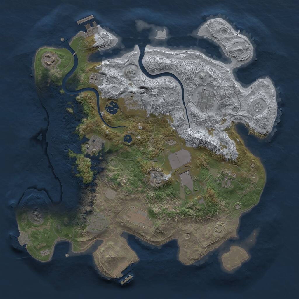 Rust Map: Procedural Map, Size: 3500, Seed: 2058283479, 16 Monuments