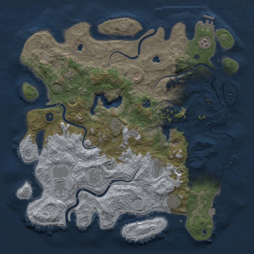 Rust Map: Procedural Map, Size: 4500, Seed: 156674, 16 Monuments
