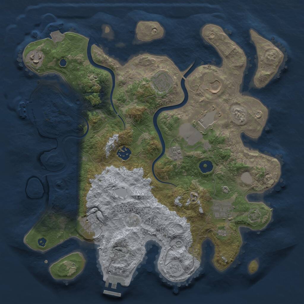 Rust Map: Procedural Map, Size: 3500, Seed: 2500000, 14 Monuments