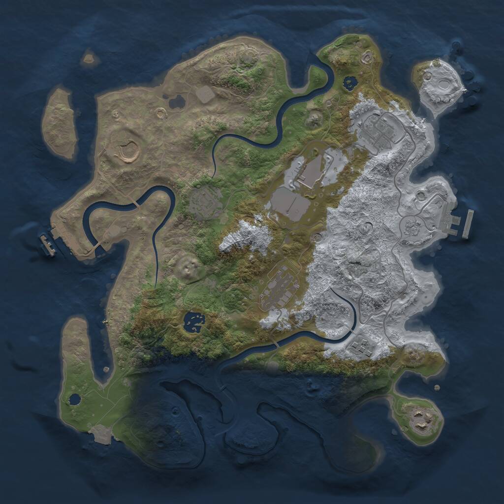 Rust Map: Procedural Map, Size: 3500, Seed: 162669231, 14 Monuments