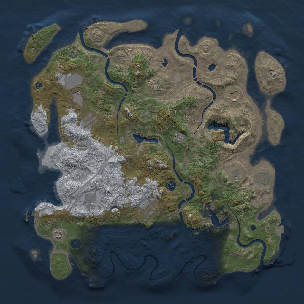 Rust Map: Procedural Map, Size: 4500, Seed: 58786018, 17 Monuments