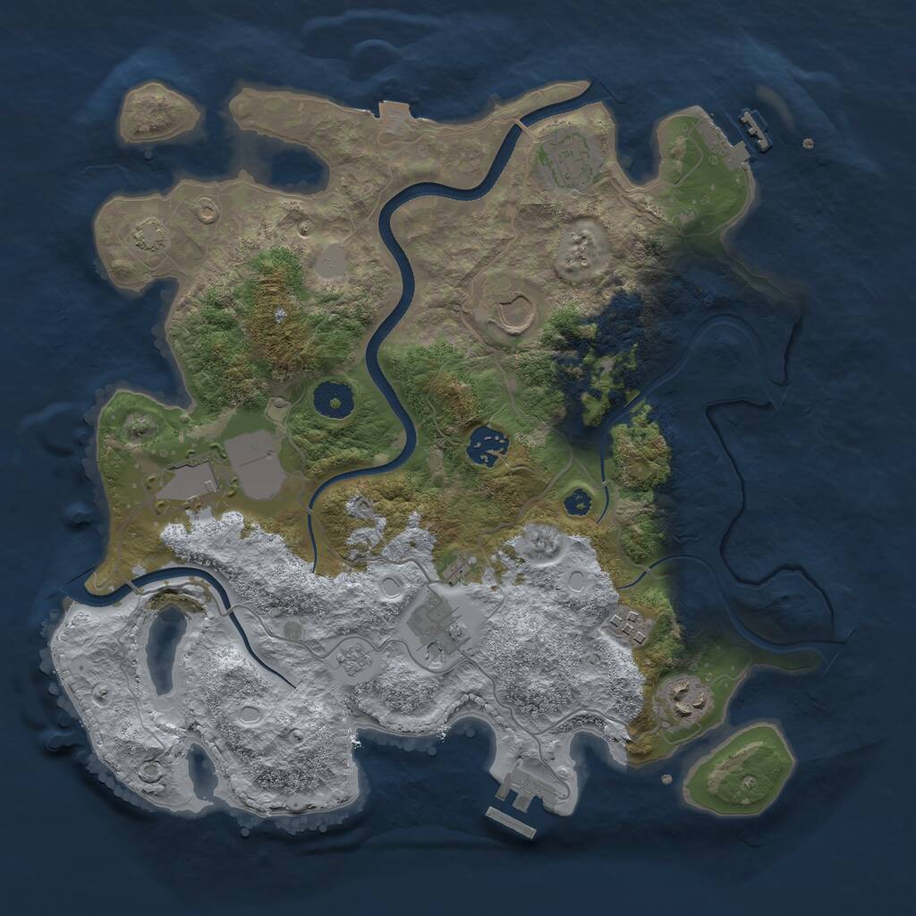 Rust Map: Procedural Map, Size: 3500, Seed: 1375665015, 12 Monuments
