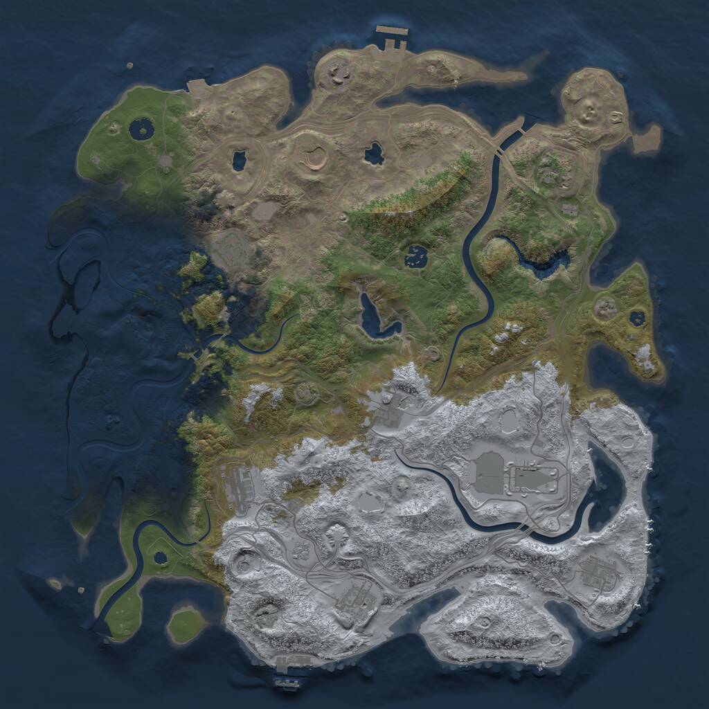 Rust Map: Procedural Map, Size: 4500, Seed: 121014628, 17 Monuments