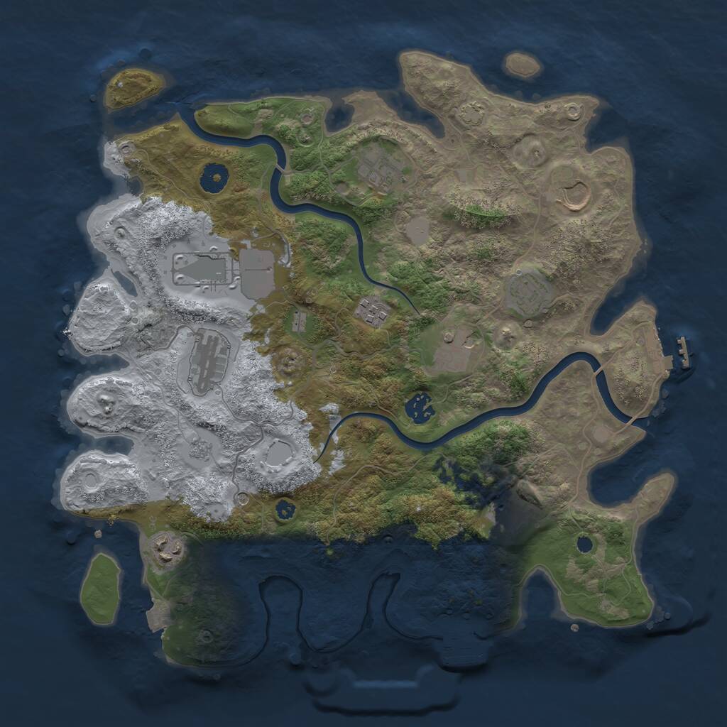 Rust Map: Procedural Map, Size: 3750, Seed: 1780595498, 16 Monuments