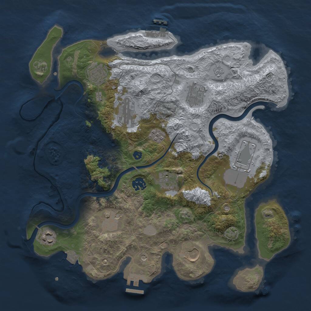 Rust Map: Procedural Map, Size: 3500, Seed: 1017066745, 16 Monuments