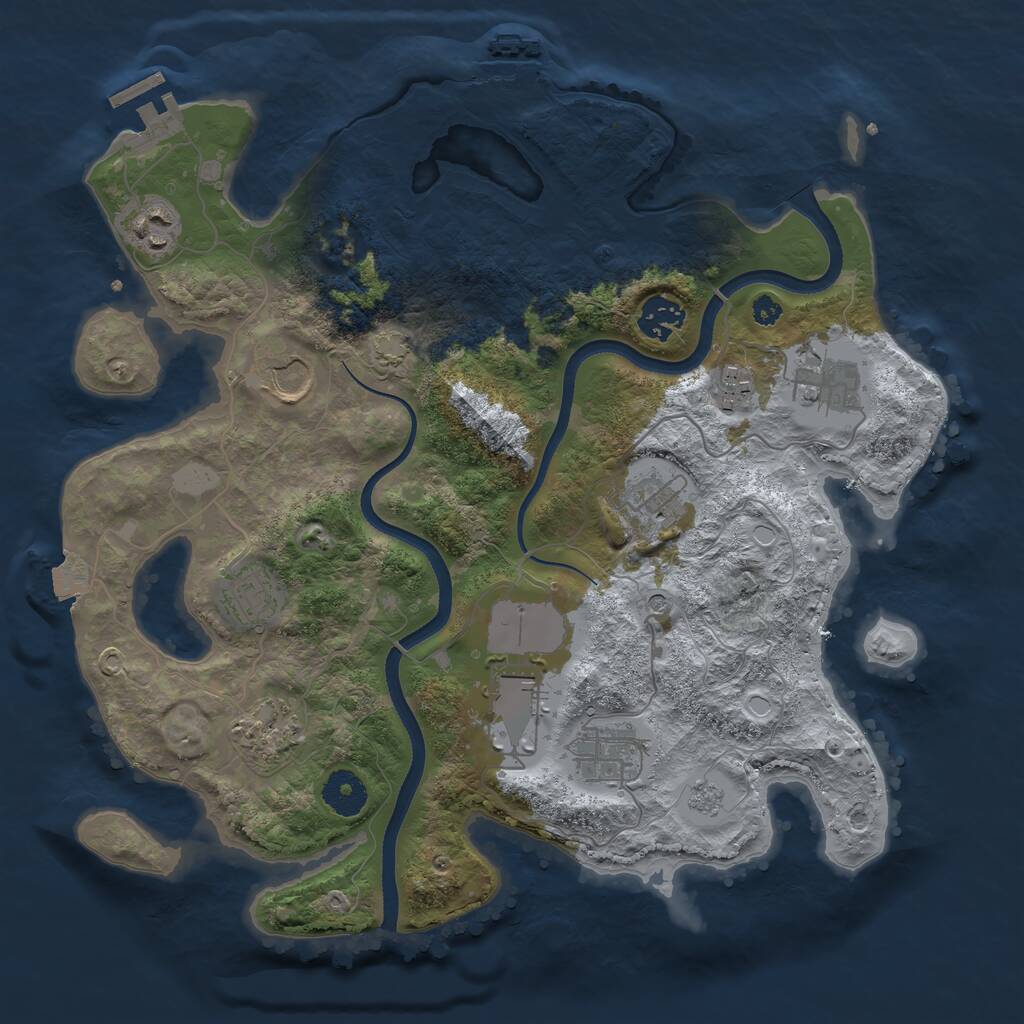 Rust Map: Procedural Map, Size: 3500, Seed: 89060888, 16 Monuments