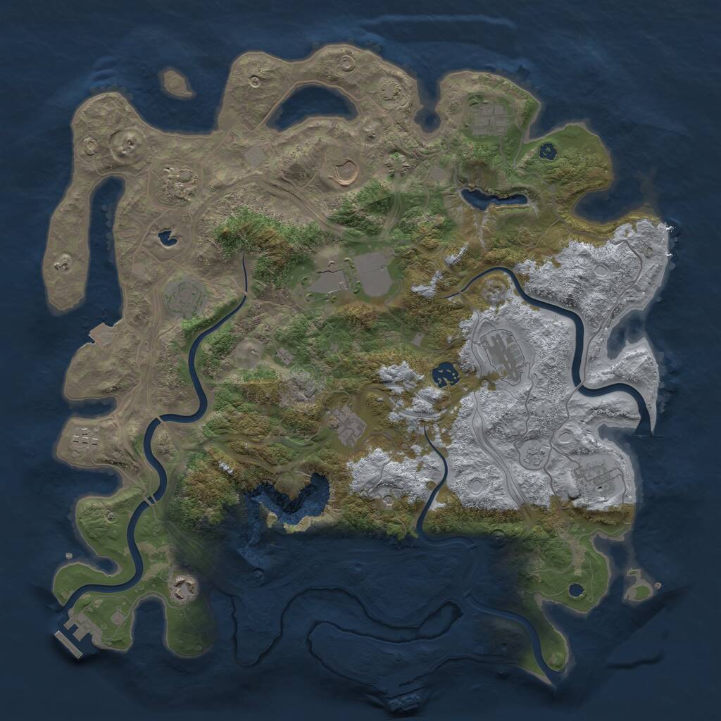 Rust Map: Procedural Map, Size: 4250, Seed: 1025366794, 17 Monuments