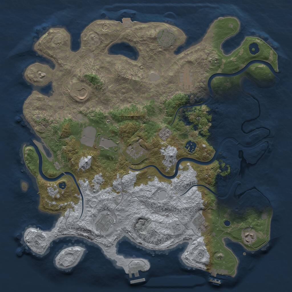 Rust Map: Procedural Map, Size: 3950, Seed: 1155572600, 16 Monuments