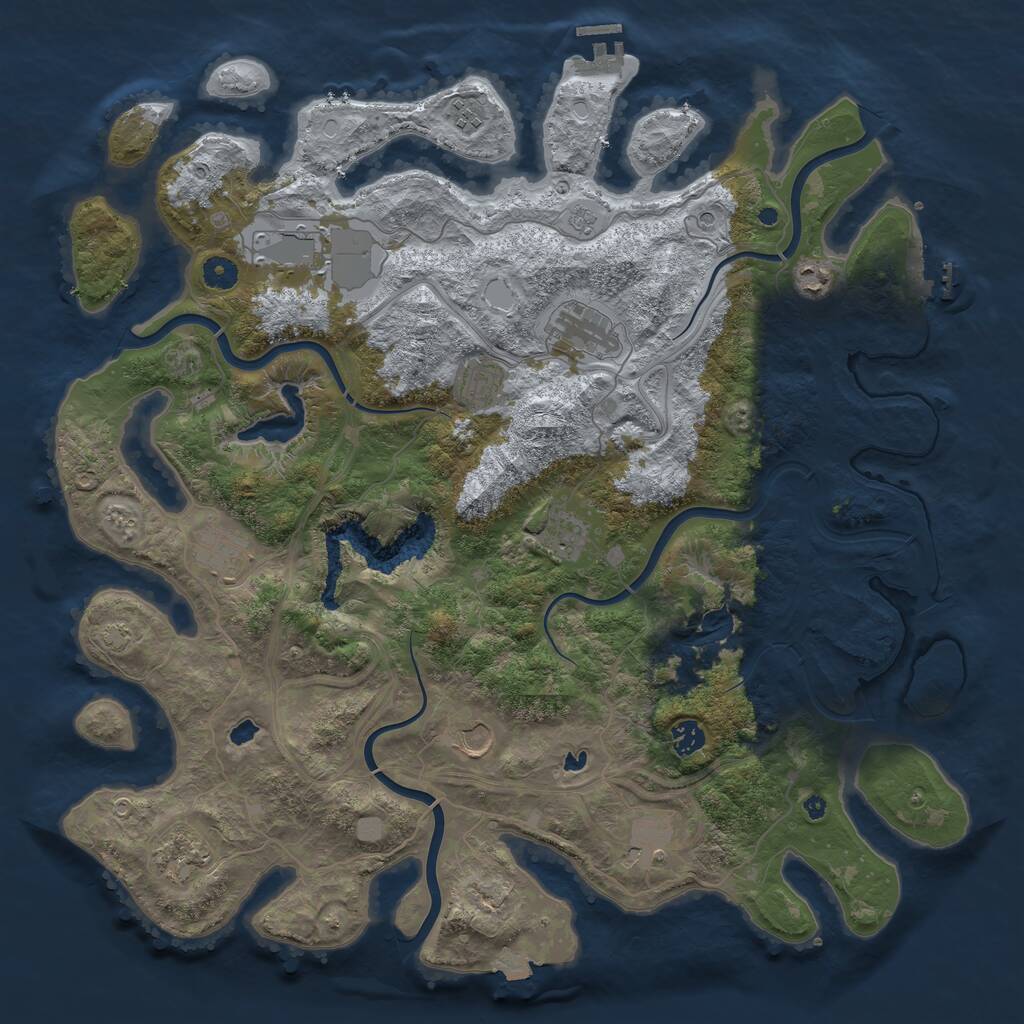 Rust Map: Procedural Map, Size: 4500, Seed: 915691, 17 Monuments