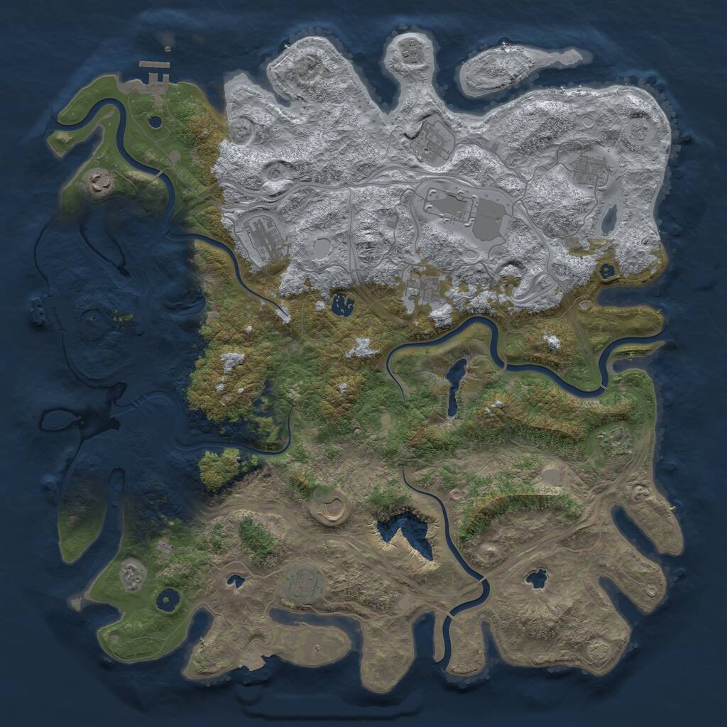 Rust Map: Procedural Map, Size: 4800, Seed: 42467, 17 Monuments