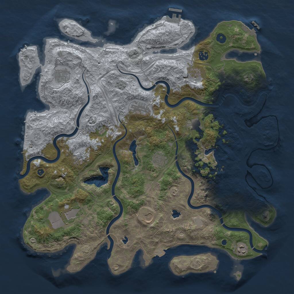 Rust Map: Procedural Map, Size: 4500, Seed: 921323991, 17 Monuments