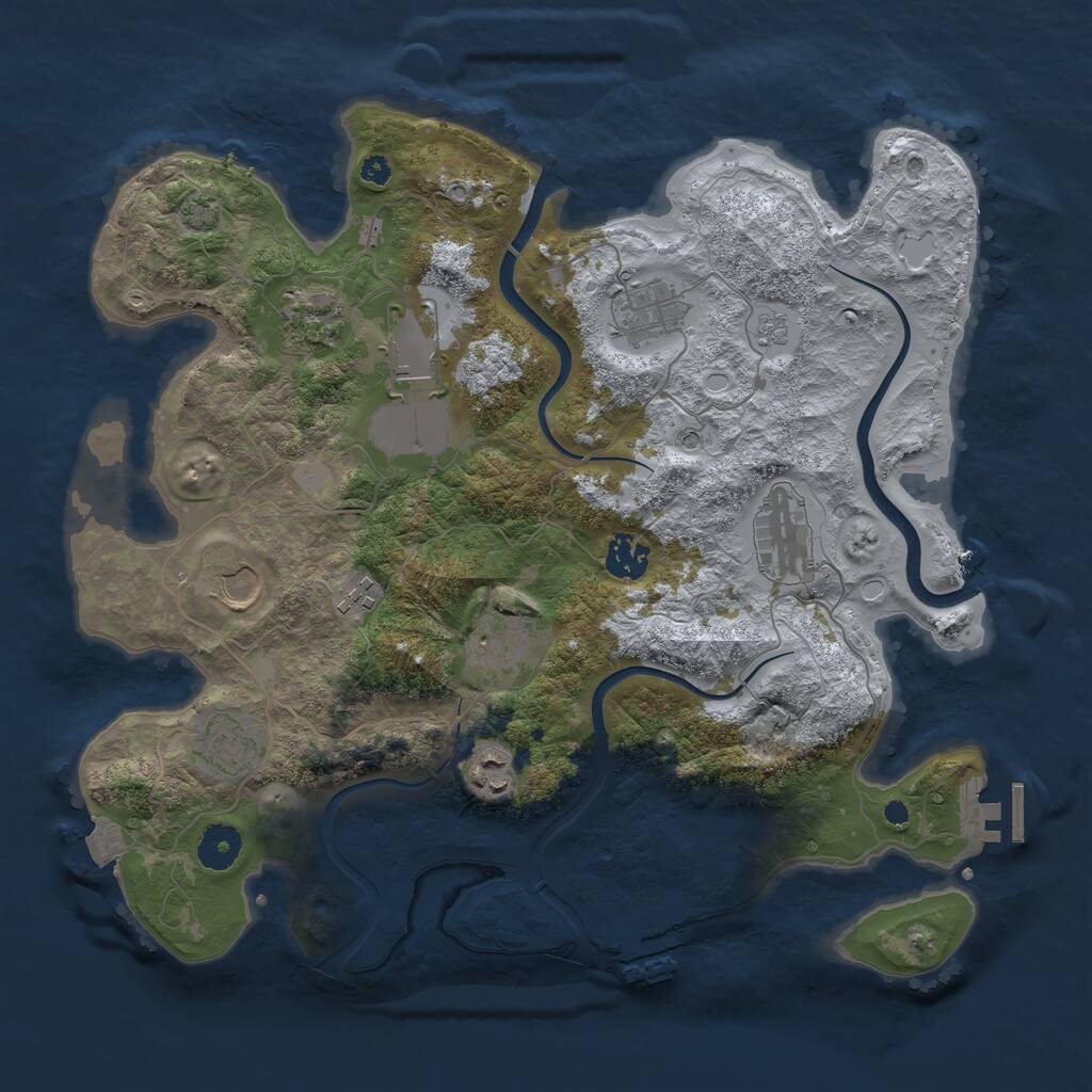 Rust Map: Procedural Map, Size: 3700, Seed: 2606042, 16 Monuments
