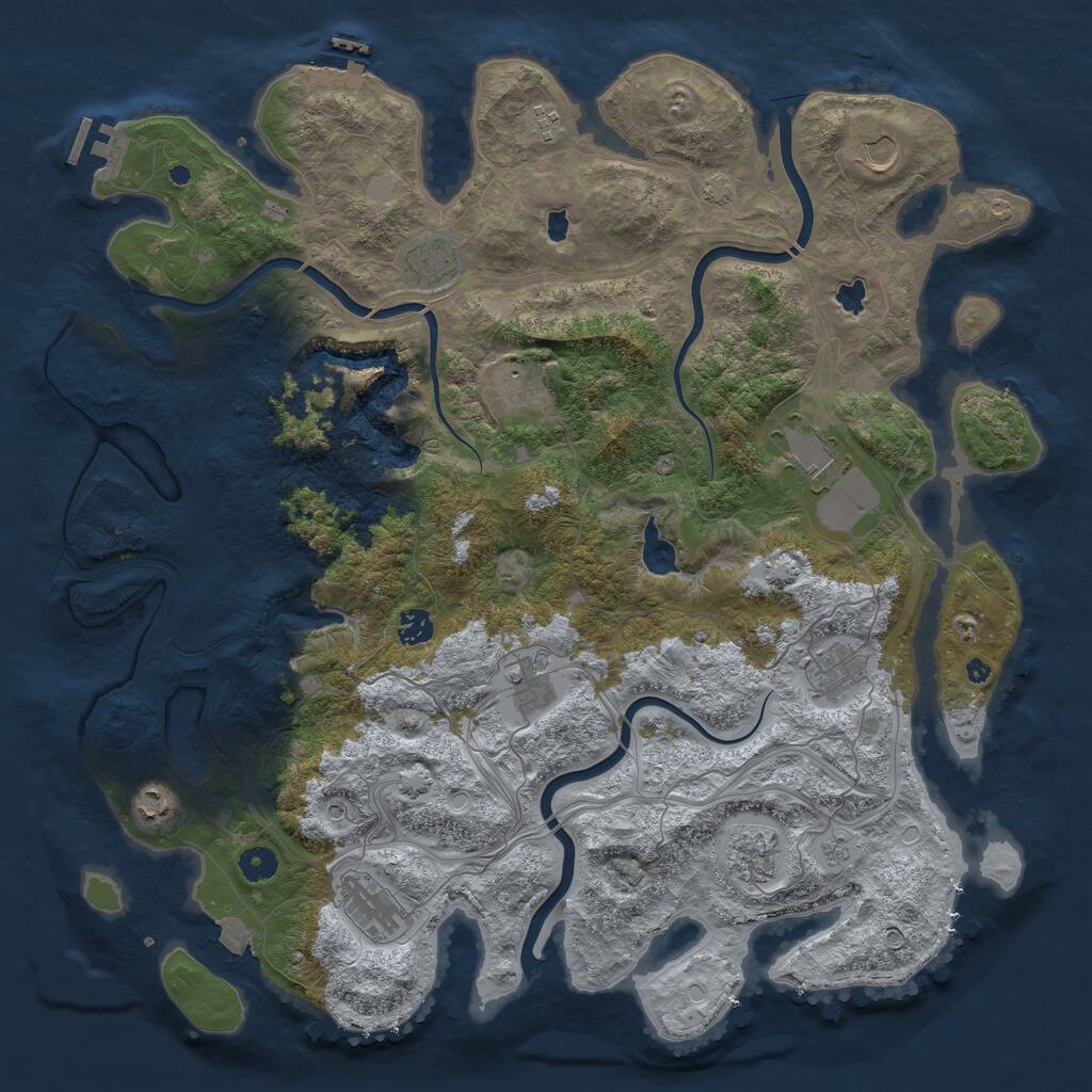 Rust Map: Procedural Map, Size: 4500, Seed: 899358028, 17 Monuments