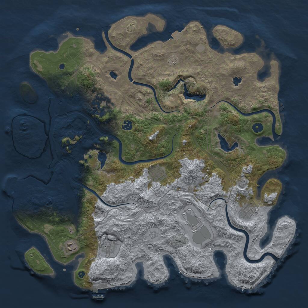 Rust Map: Procedural Map, Size: 4500, Seed: 9149439, 14 Monuments