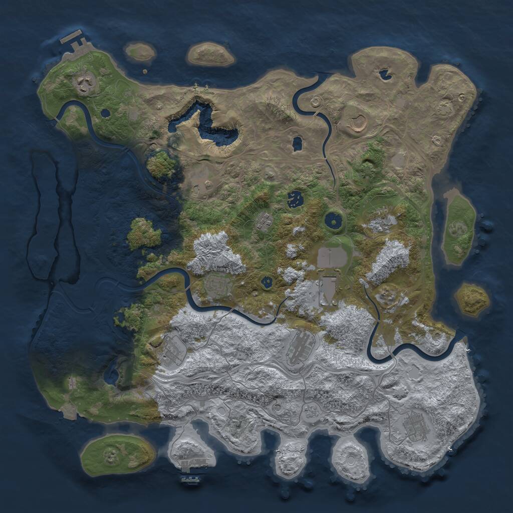 Rust Map: Procedural Map, Size: 4500, Seed: 1971228371, 17 Monuments