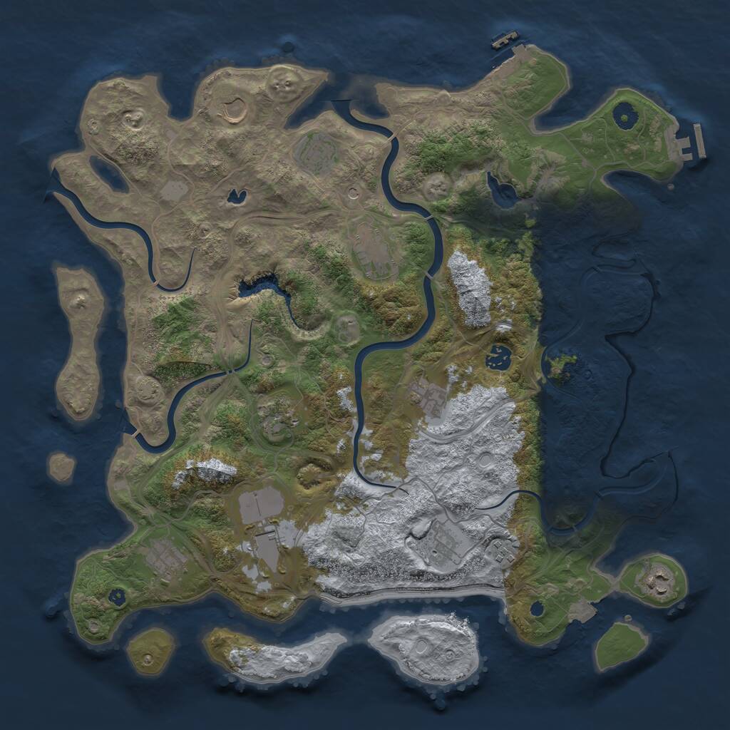 Rust Map: Procedural Map, Size: 4250, Seed: 989997228, 16 Monuments