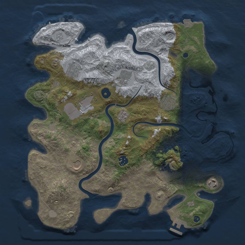 Rust Map: Procedural Map, Size: 3750, Seed: 1780594992, 14 Monuments