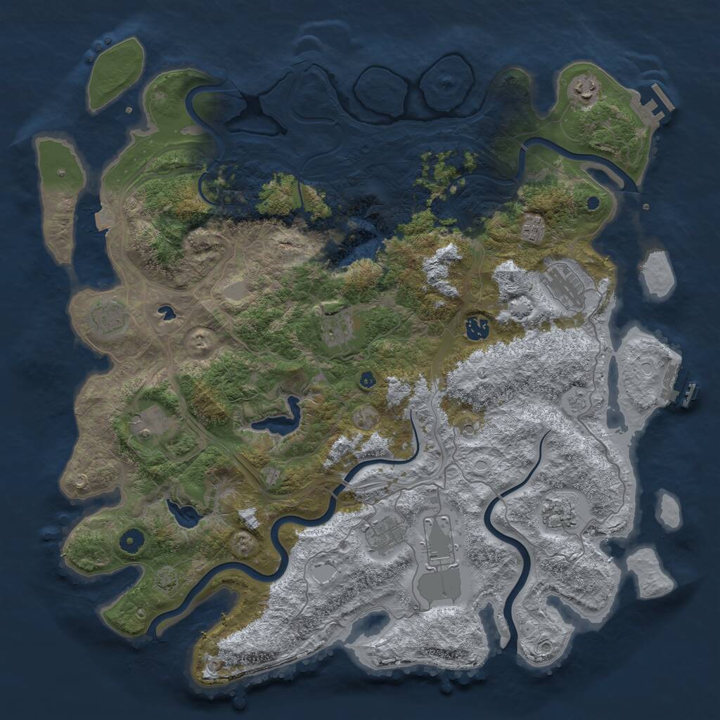 Rust Map: Procedural Map, Size: 4500, Seed: 89314989, 16 Monuments