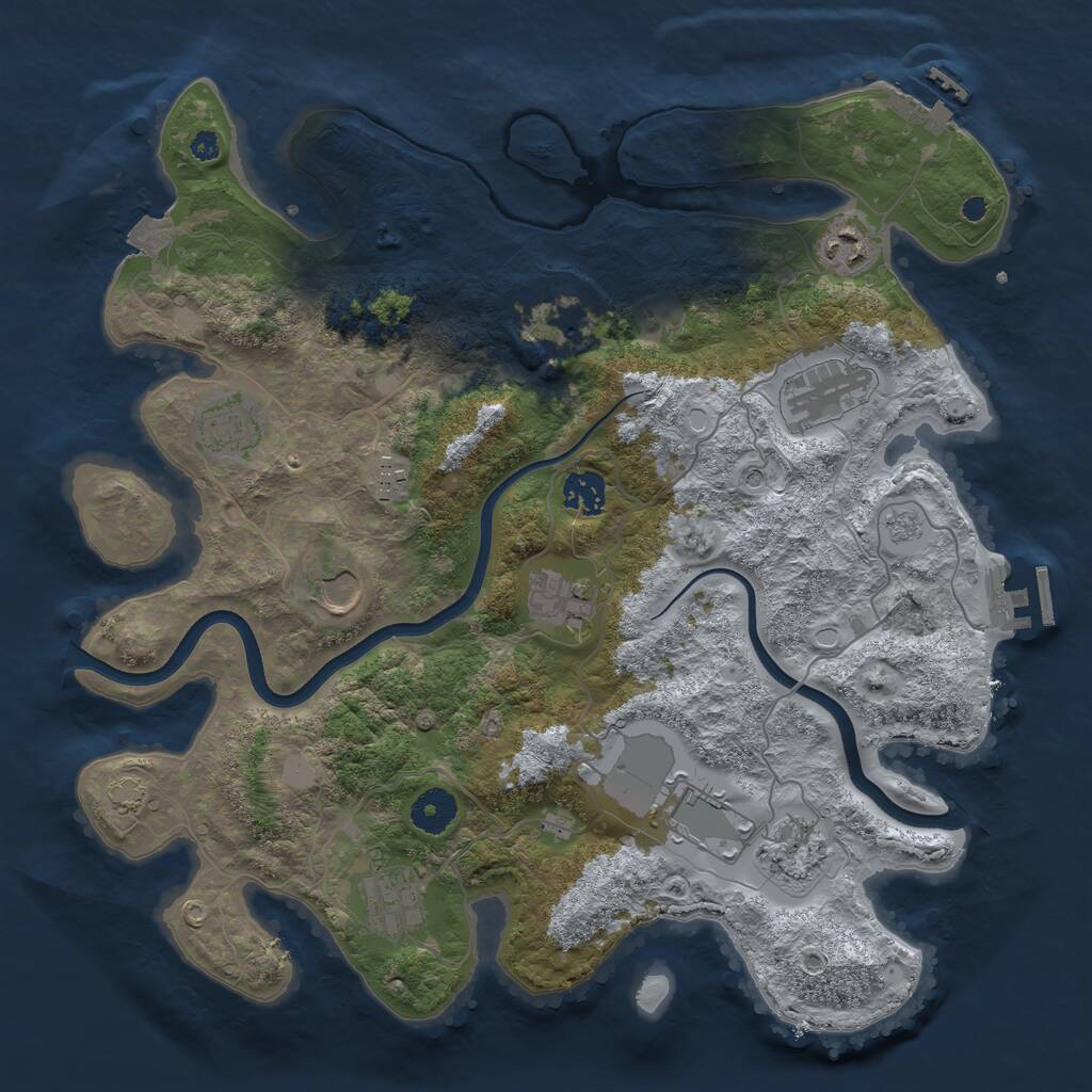 Rust Map: Procedural Map, Size: 3700, Seed: 1530400369, 17 Monuments