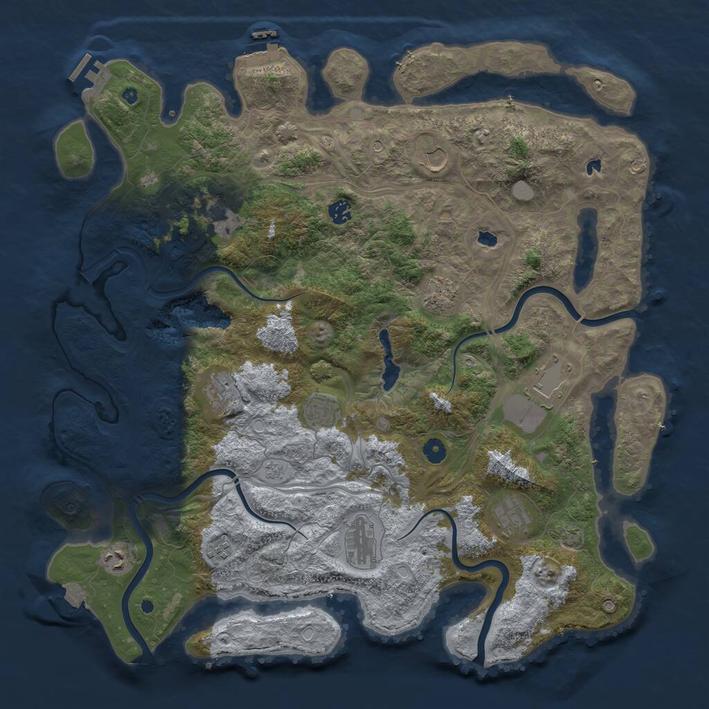 Rust Map: Procedural Map, Size: 4500, Seed: 167783474, 17 Monuments