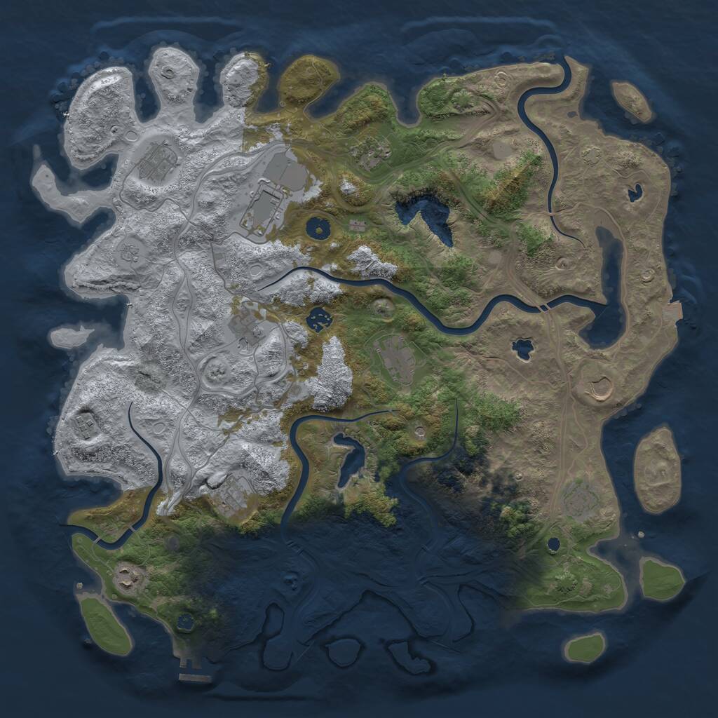 Rust Map: Procedural Map, Size: 4500, Seed: 977910860, 16 Monuments
