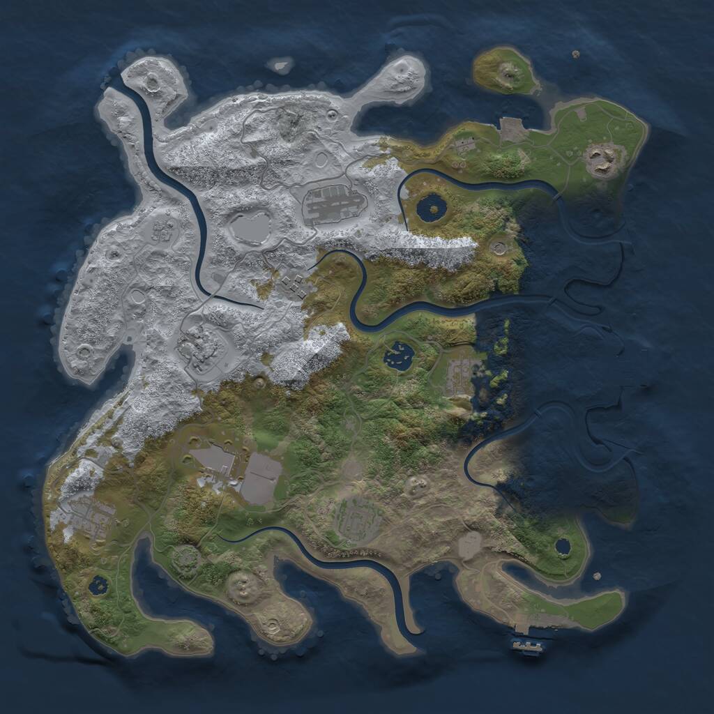 Rust Map: Procedural Map, Size: 3750, Seed: 1313033930, 15 Monuments