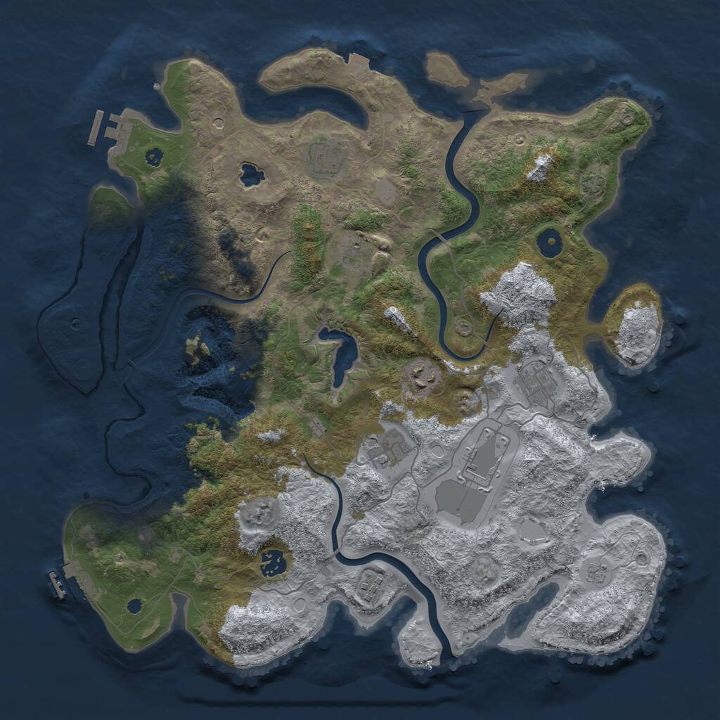 Rust Map: Procedural Map, Size: 4000, Seed: 207425810, 14 Monuments