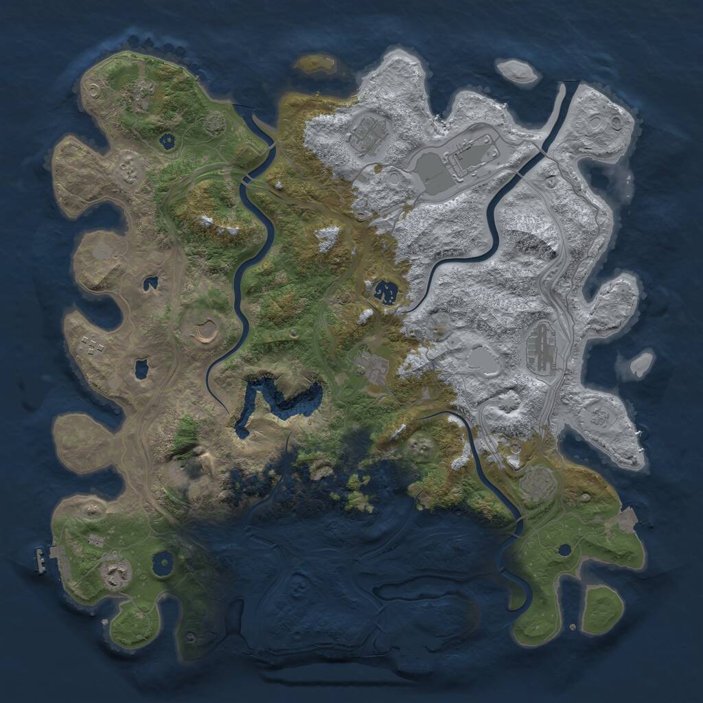 Rust Map: Procedural Map, Size: 4500, Seed: 1886946871, 17 Monuments