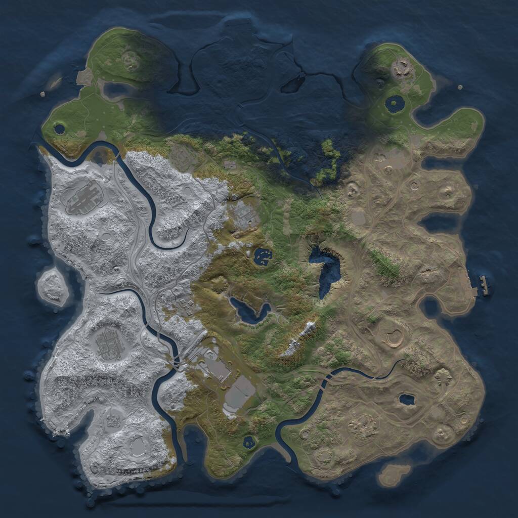 Rust Map: Procedural Map, Size: 4250, Seed: 1961561487, 17 Monuments