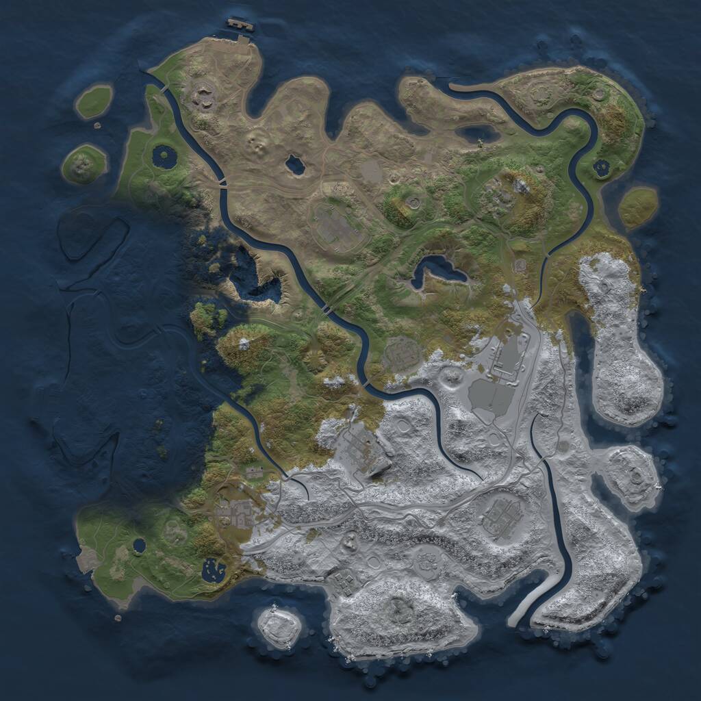 Rust Map: Procedural Map, Size: 4250, Seed: 1701688421, 16 Monuments