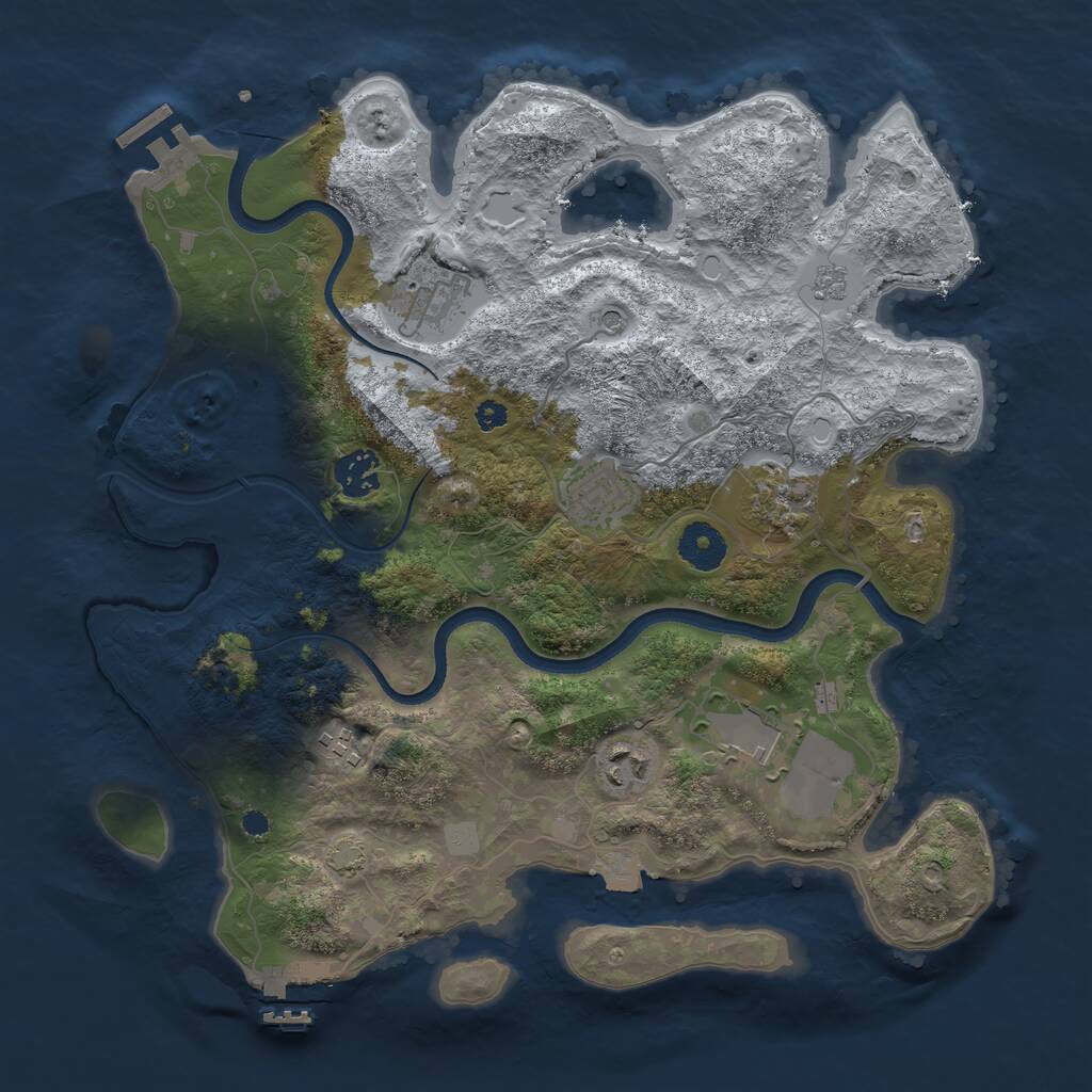 Rust Map: Procedural Map, Size: 3500, Seed: 2124920010, 13 Monuments