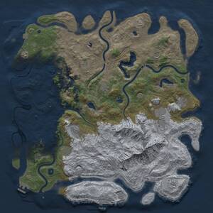 Thumbnail Rust Map: Procedural Map, Size: 5000, Seed: 449195168, 17 Monuments
