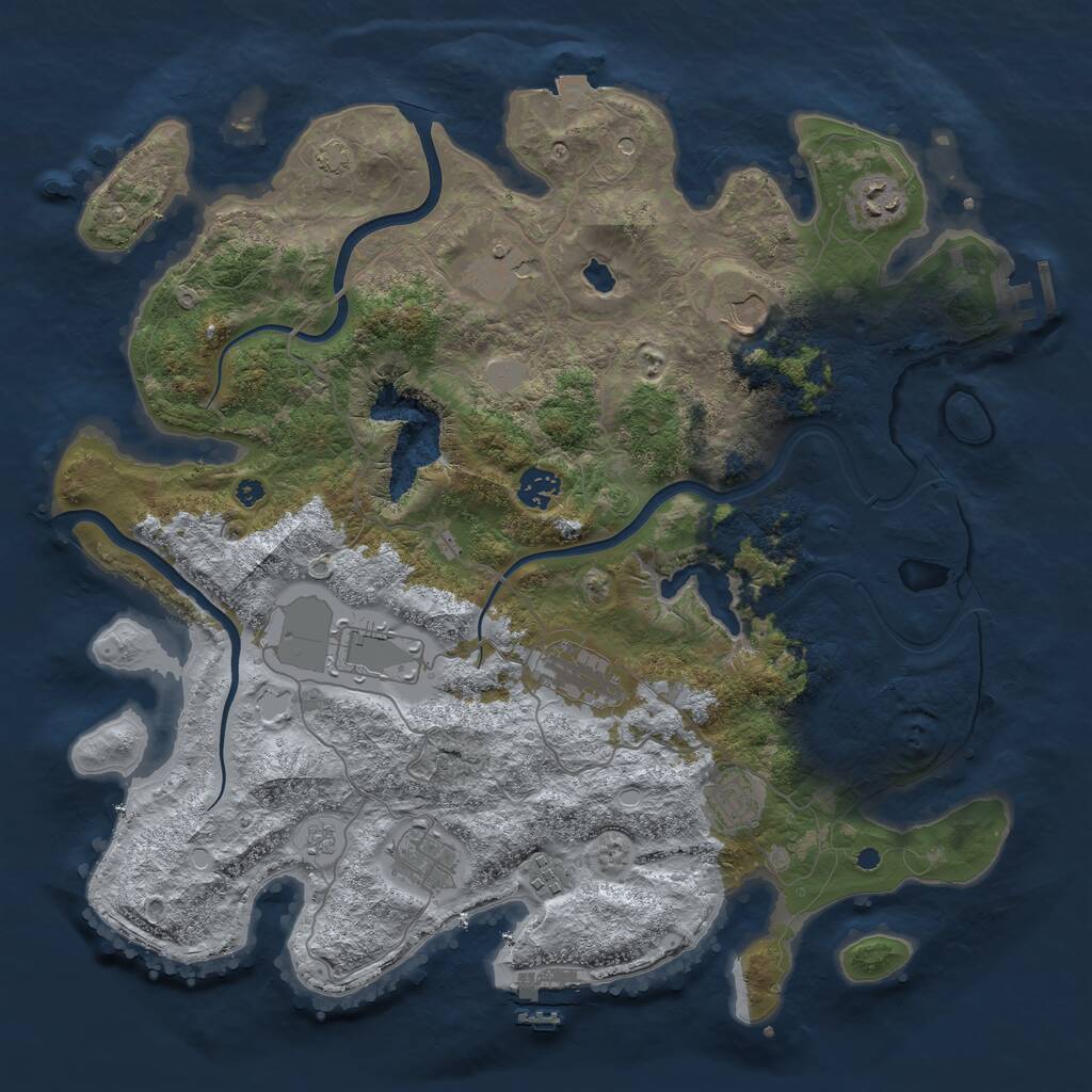 Rust Map: Procedural Map, Size: 4000, Seed: 654561, 15 Monuments