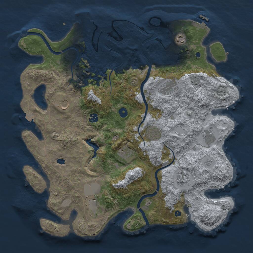 Rust Map: Procedural Map, Size: 4000, Seed: 1244197911, 16 Monuments