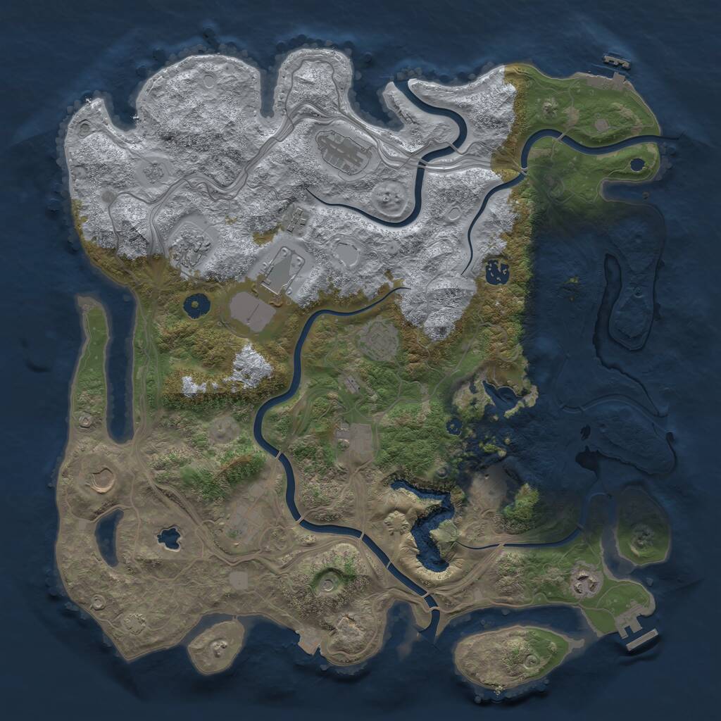 Rust Map: Procedural Map, Size: 4300, Seed: 2073525905, 17 Monuments