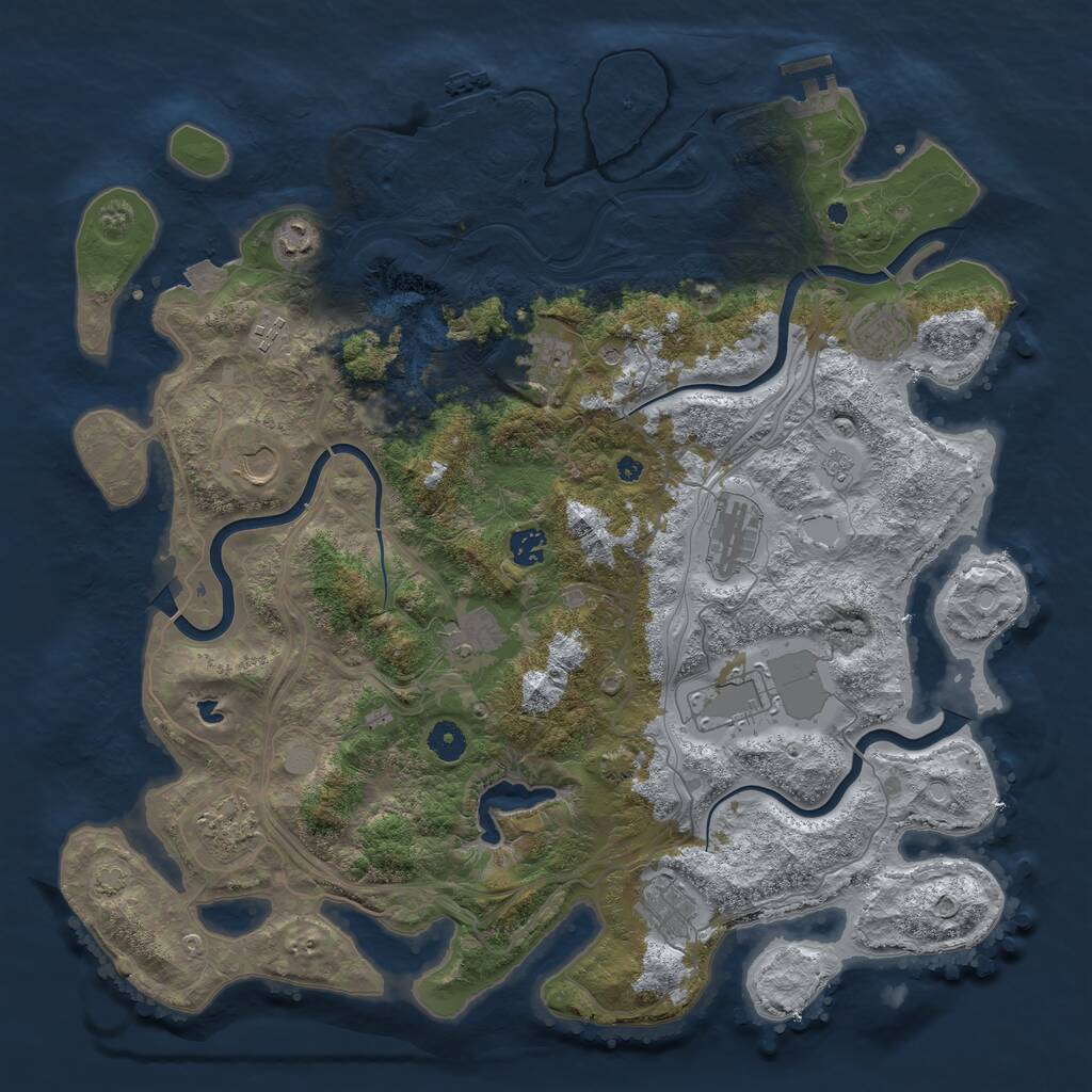 Rust Map: Procedural Map, Size: 4300, Seed: 361893470, 17 Monuments